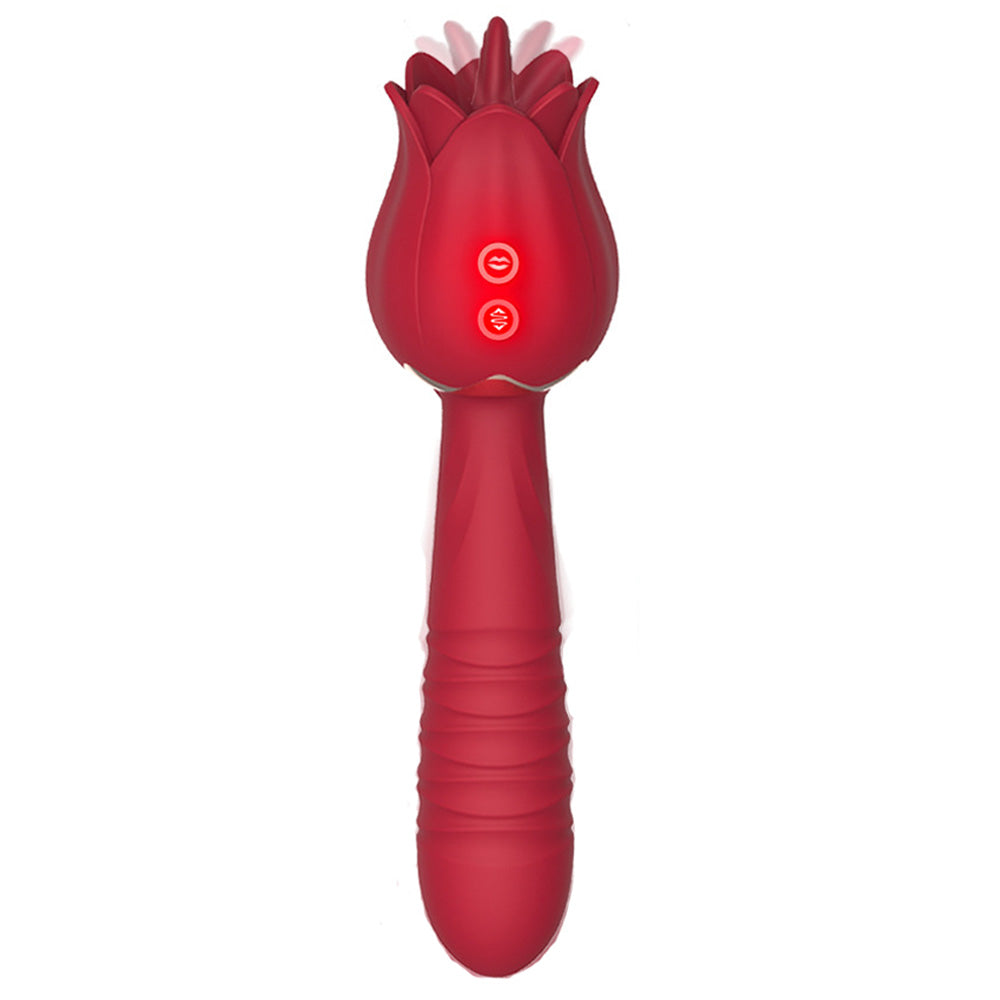 The Rose Vibrator for Women Tongue Licking Retractable Vibrating Egg – product view 2