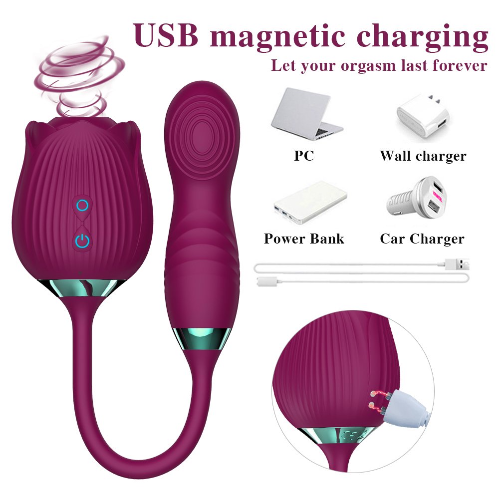 The Rose Vibrator for Women with Retractable Vibrating Egg – product view 3