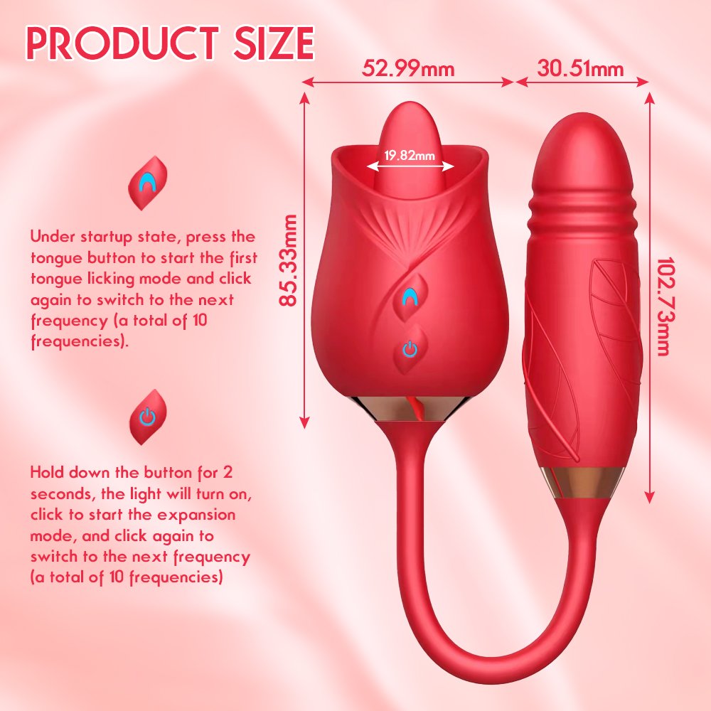 Rose Vibrator Tongue Licking Nipple Vibrator with Thrusting Vibrator – product view 5
