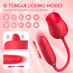 Rose Vibrator Tongue Licking Nipple Vibrator with Thrusting Vibrator – product view 2