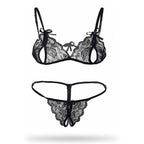 Uxol Women's Sexy Lace Sheer Panties Bra Panty Set - Combo of 2