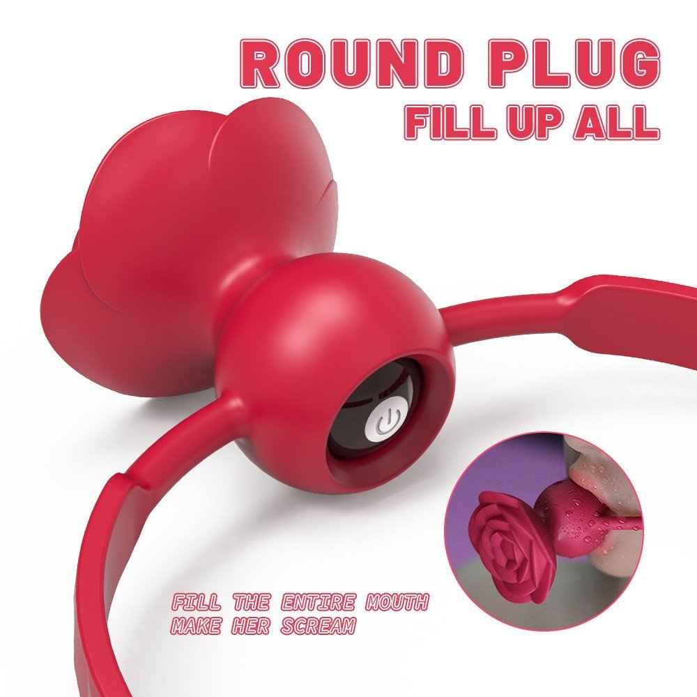 9-Frequency Vibrating Rose Gag With Removable Vibrator – product view 6