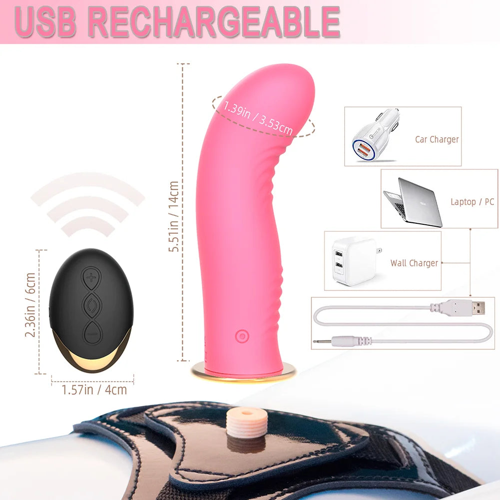 Wireless Remote Control Charging Female Wearable Silicone Vibrator Dildo – product view 7