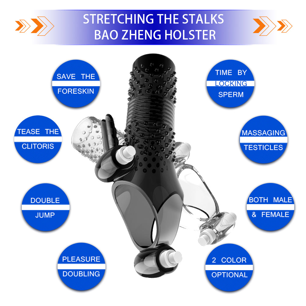 Uxol Silicone Textured Erection Transparent Vibrating Penis Sleeve – product view 5