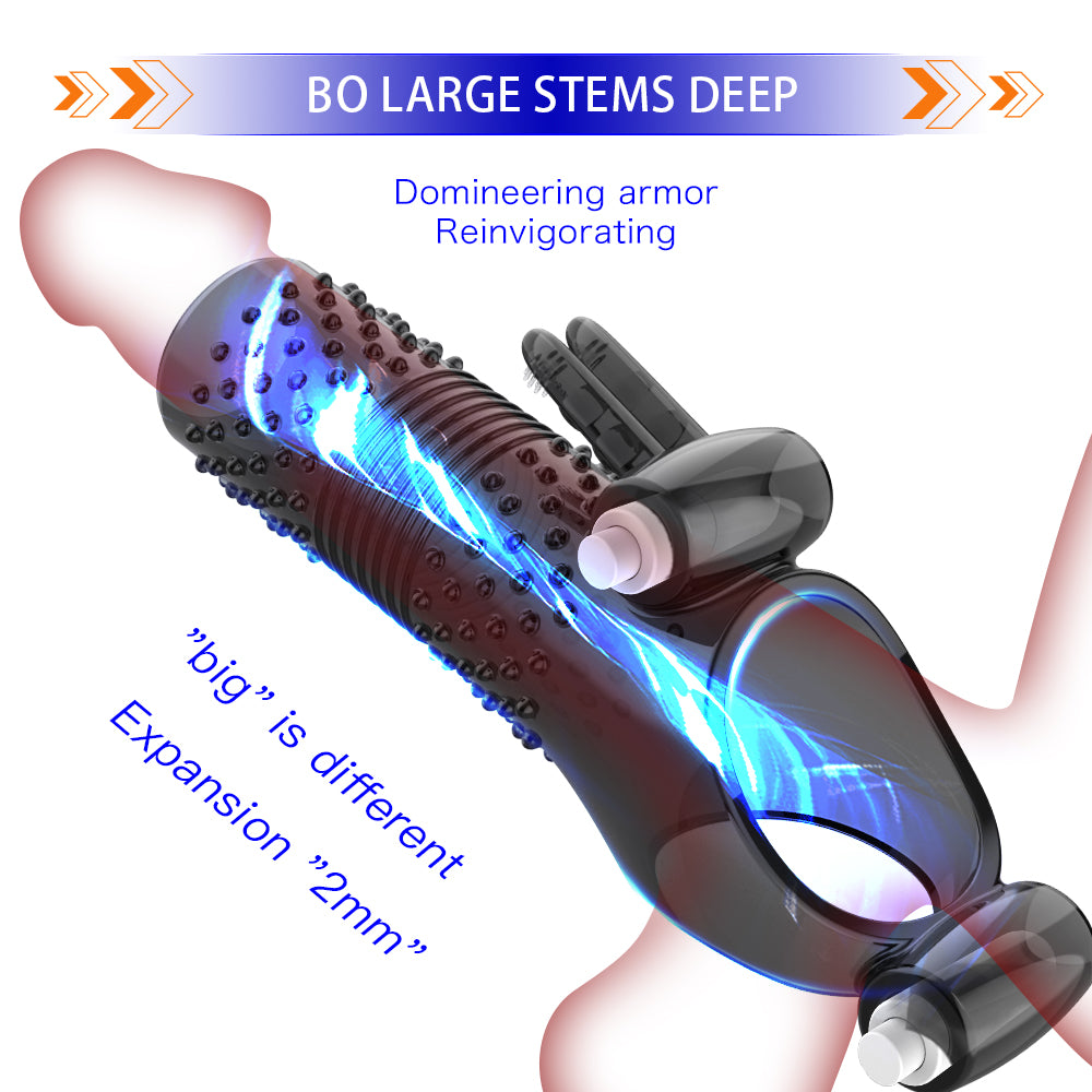 Uxol Silicone Textured Erection Transparent Vibrating Penis Sleeve – product view 2