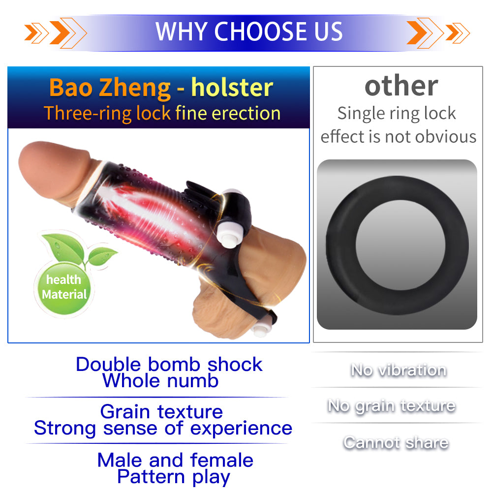Uxol Silicone Textured Erection Transparent Vibrating Penis Sleeve – product view 4