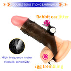 Uxol Silicone Textured Erection Transparent Vibrating Penis Sleeve – product view 3