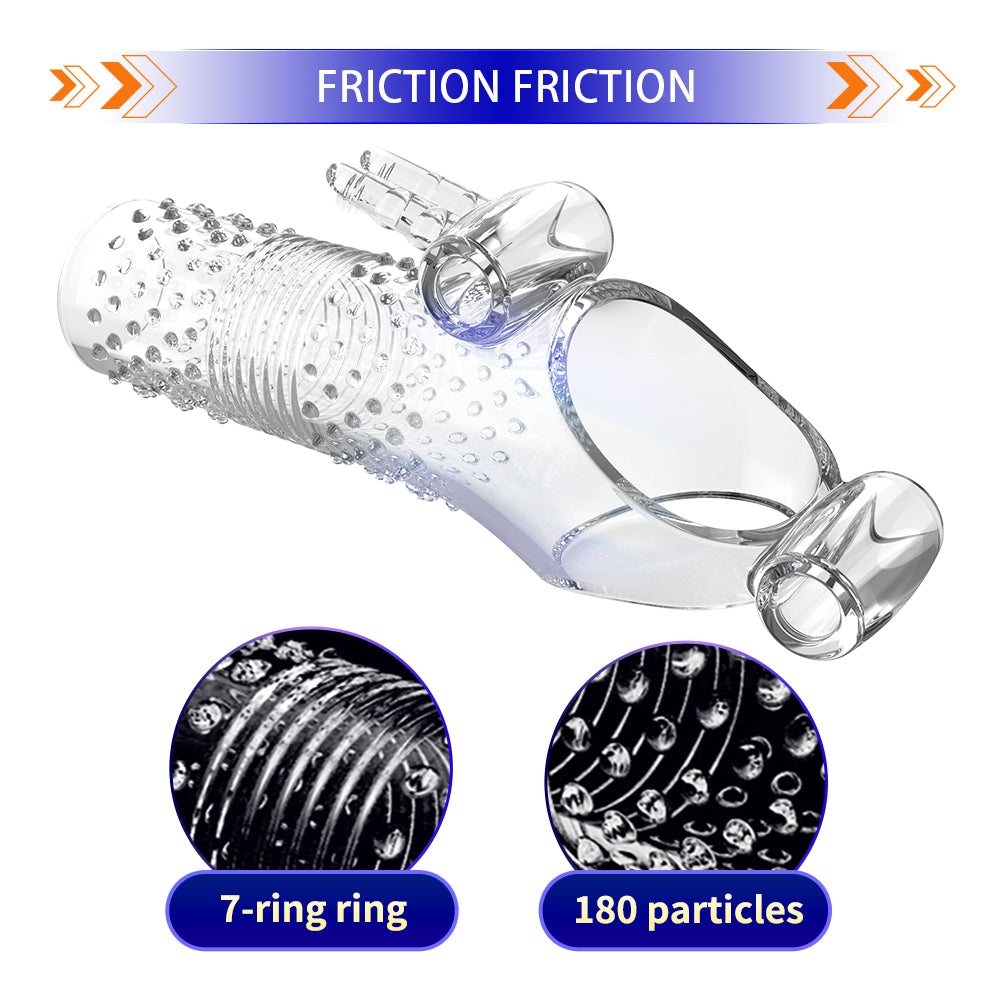 Uxol Silicone Textured Erection Transparent Vibrating Penis Sleeve – product view 9