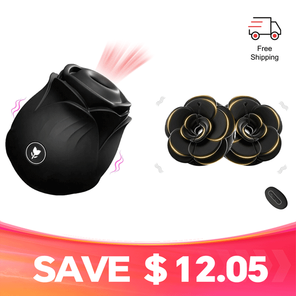 Black Amora Rose Clit Suction Massager
