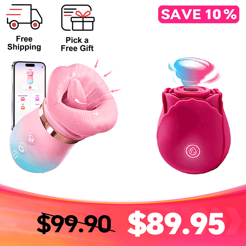 External-Focused Duo: KissMaster App-Controlled Massager + Rose Suction Toy - nipple suction vibrator featuring app controlle