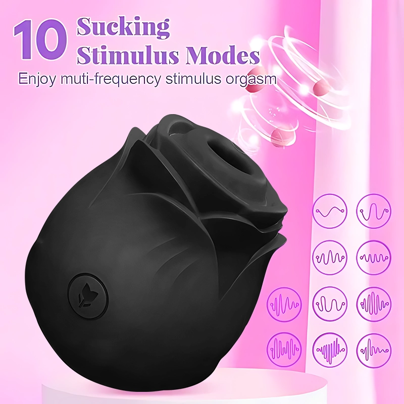 Black Amora Rose Clit Suction Massager
