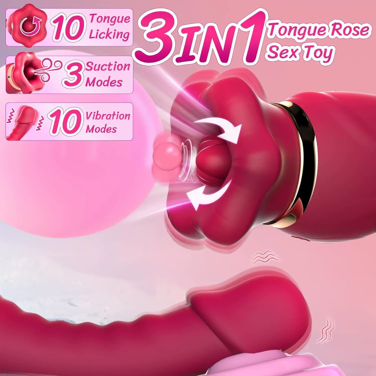 VenusMaw Rotating Tongue Suction Massager Soft Dual-Head