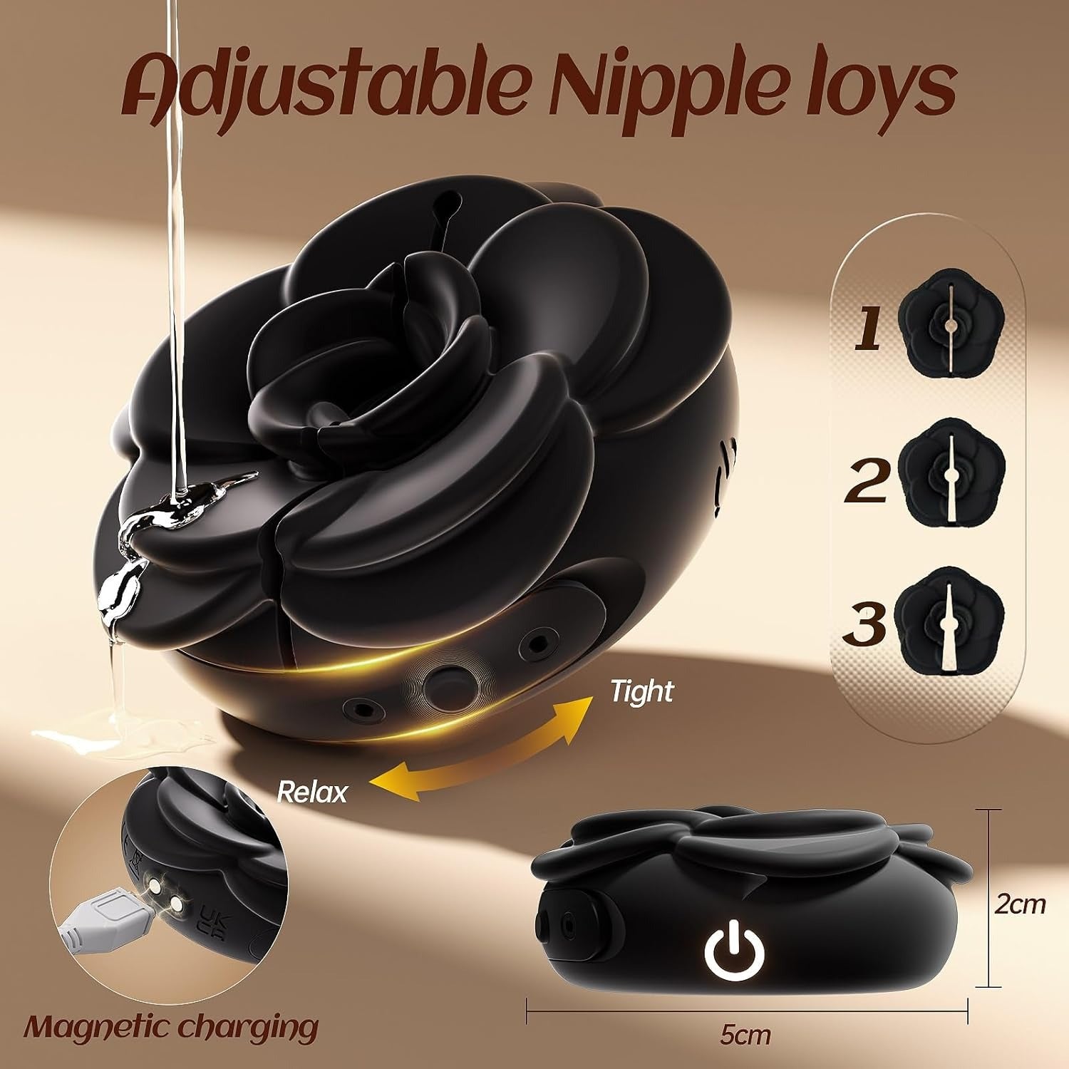 Rosara - Remote Control Vibrating Nipple Clamps Rose Nipple Toys
