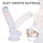 5.5 in Jelly Particles Rainbow Transparent Realistic Dildo With Suction Cup