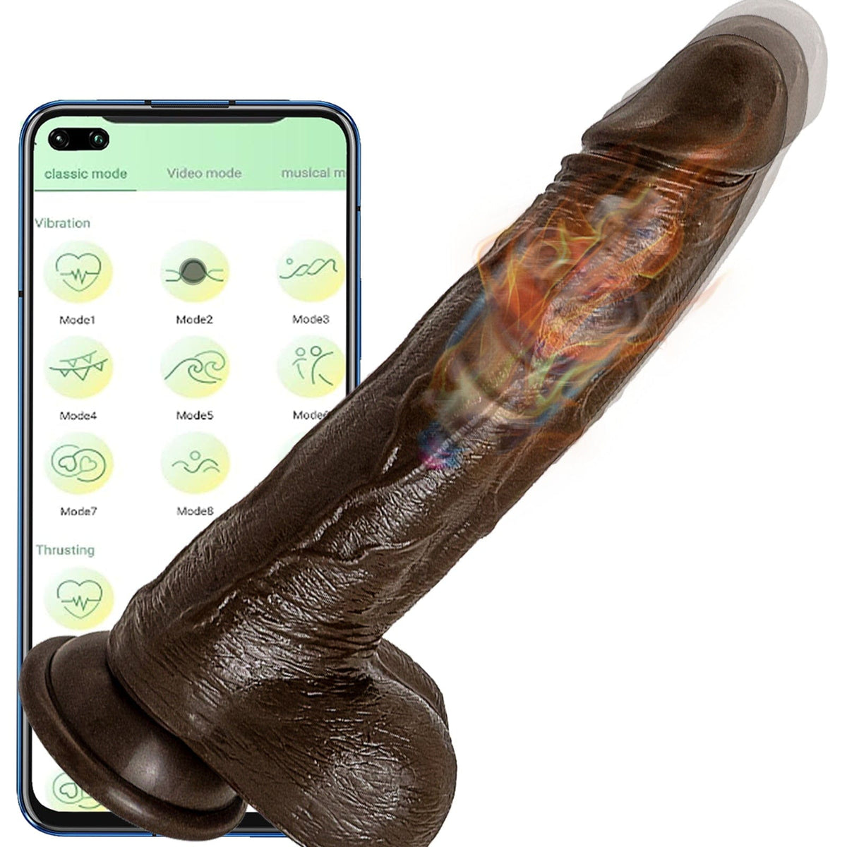 6.6 in Vibrating Thrusting Swing Thick Long Lifelike Dildo With Remote Control
