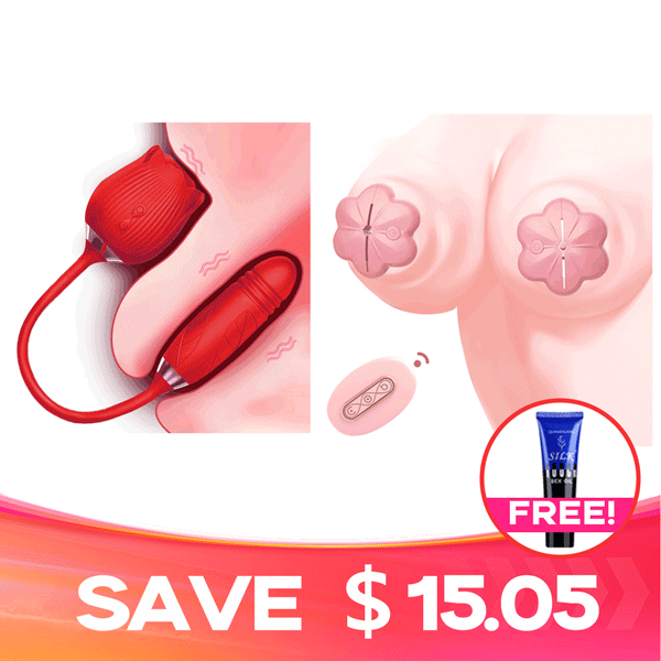 Blue RoséTrio 3-in-1 Rose Toy - Suction, Thrusting