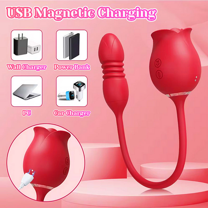 DualVibe - Compact Rose Massager with Air Suction & Vibe