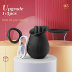 Rose Romeo - 3in1 Rose Sex Toy with 2 Suction Cups Adult Toys Female Clitoral Nipple Vibrators with 10 Licking Sucking Vibrating