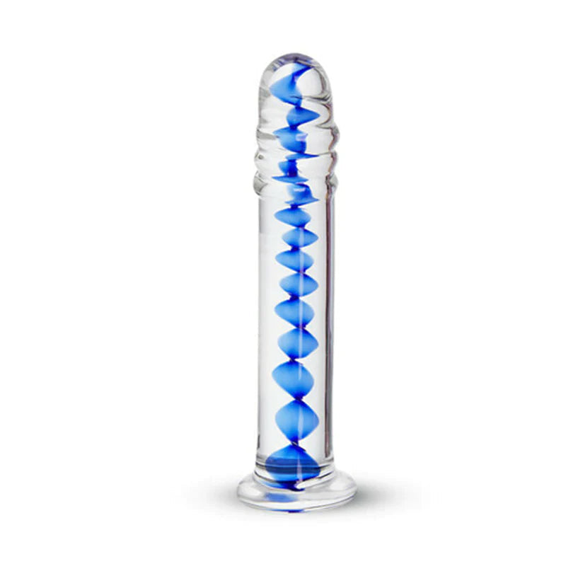 Frozen Sapphire Spiral Glass Dildo G-Spot Sex Toys 6.18 Inch – product view 2