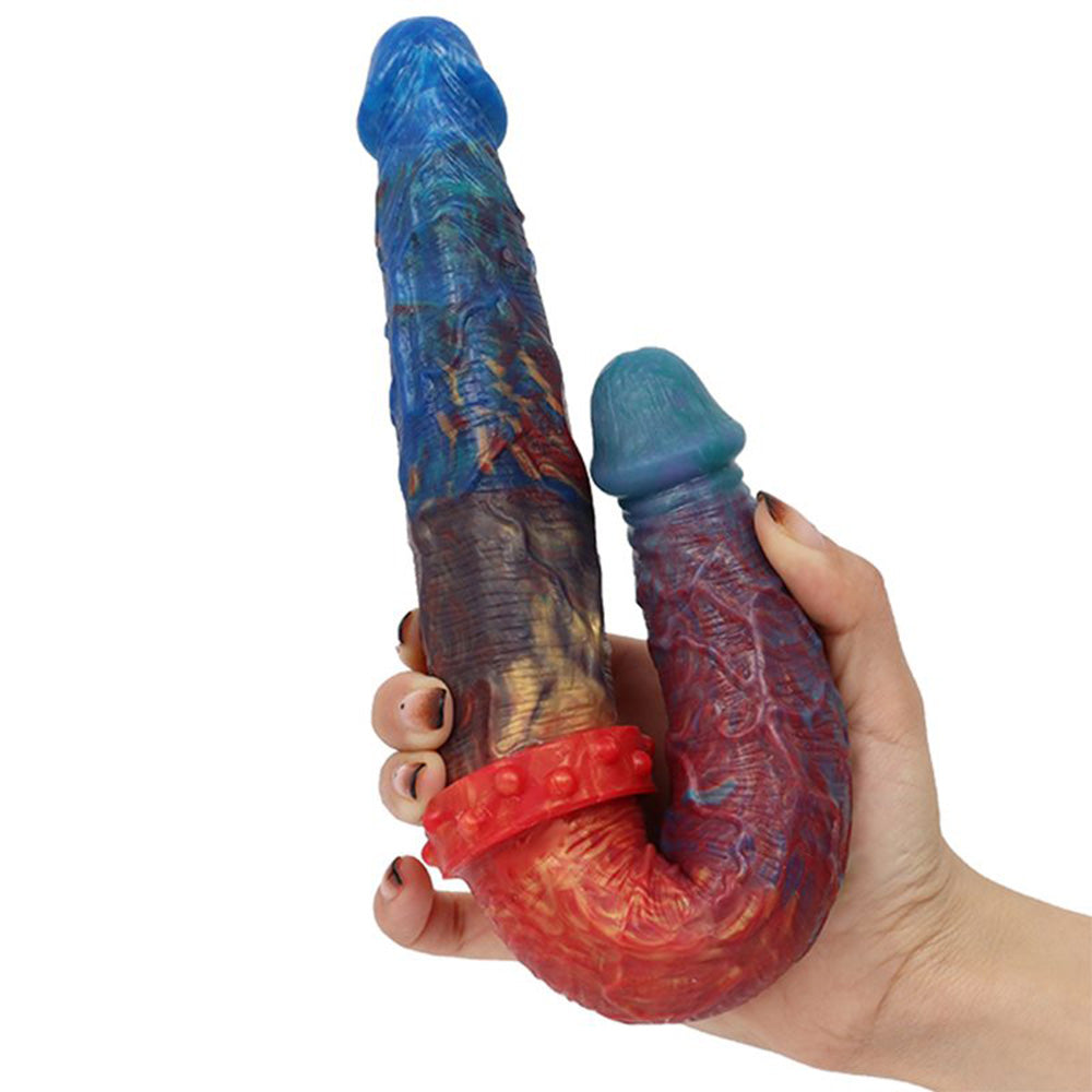 Colorful Double-Ended Liquid Silicone Anal Plug Dildo – product view 2