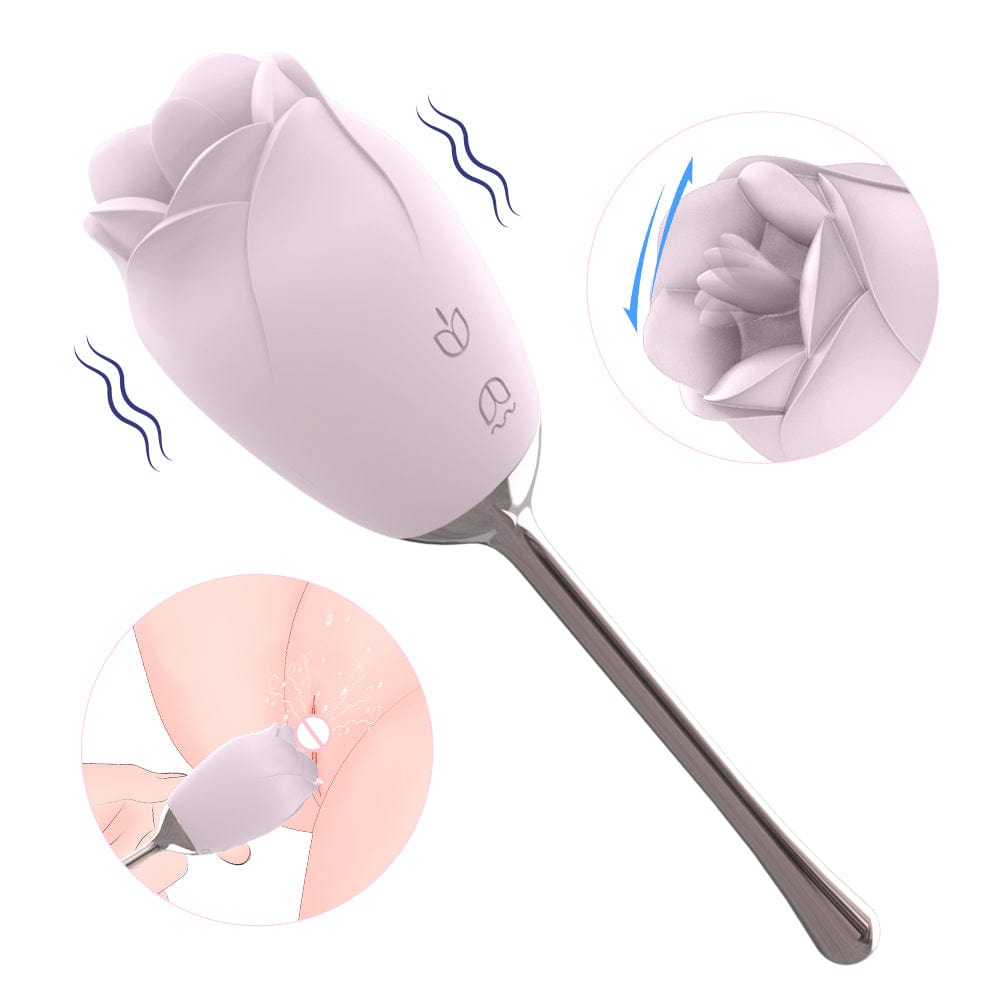 Silicone Rose Vibrator With Tongue Licking for Women