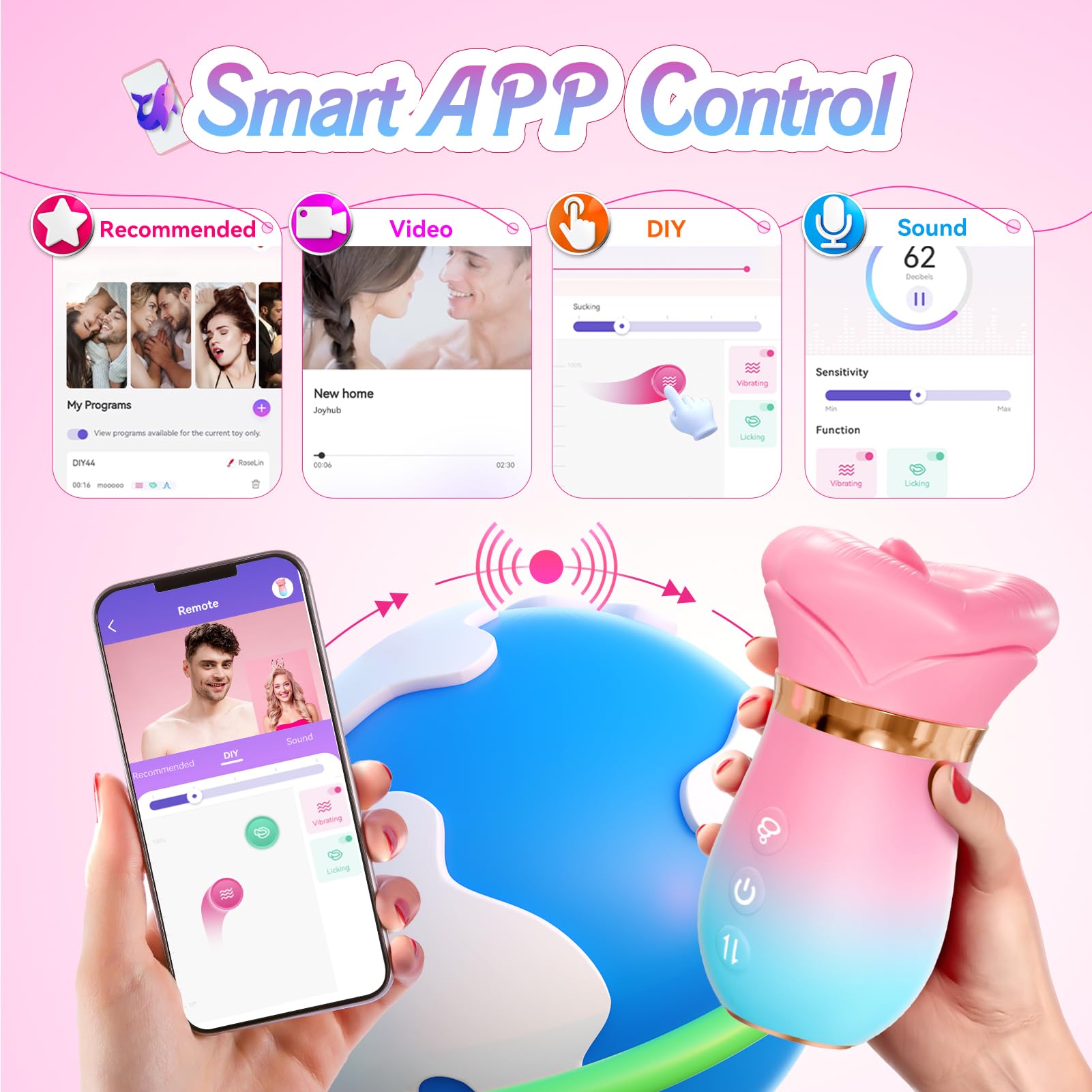 External-Focused Duo: KissMaster App-Controlled Massager + Rose Suction Toy