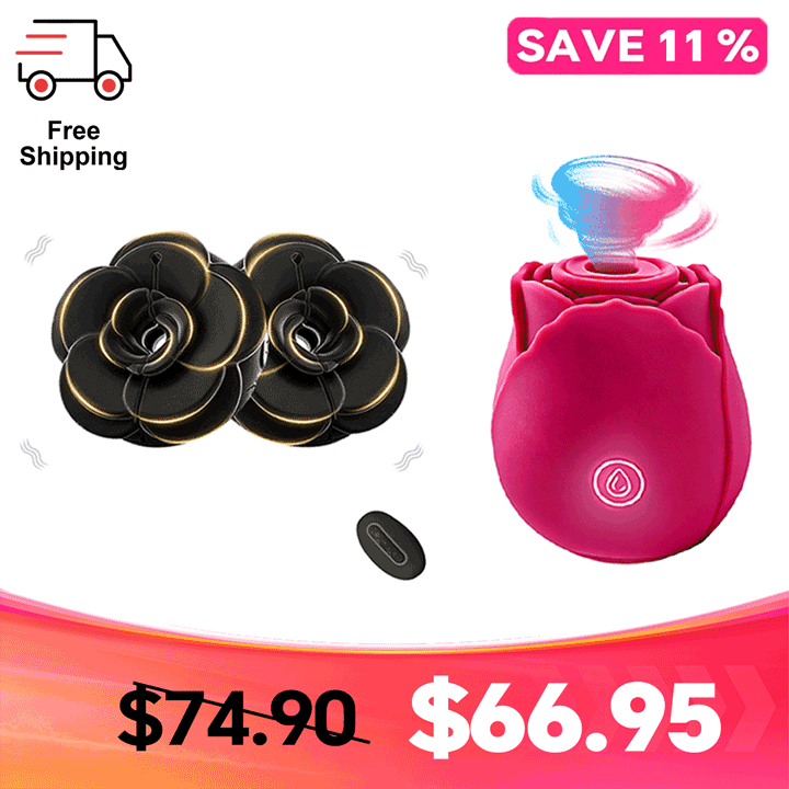 Rose Pleasure Combo - Rosara Remote Vibe Chest Clamps - nipple suction vibrator featuring app controlled, remote control, wat