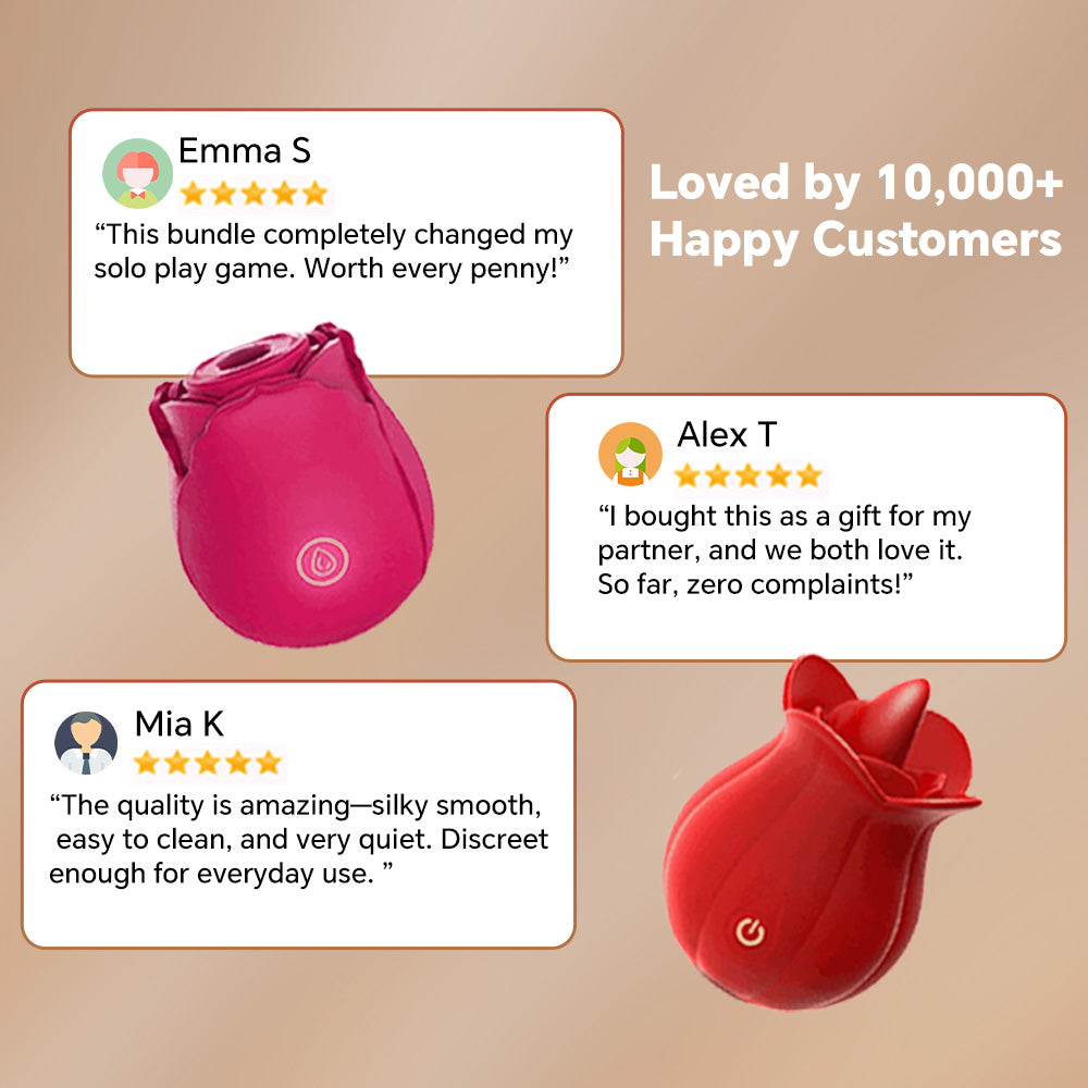 Rose Suction Massager Set with Extra Charging Cable