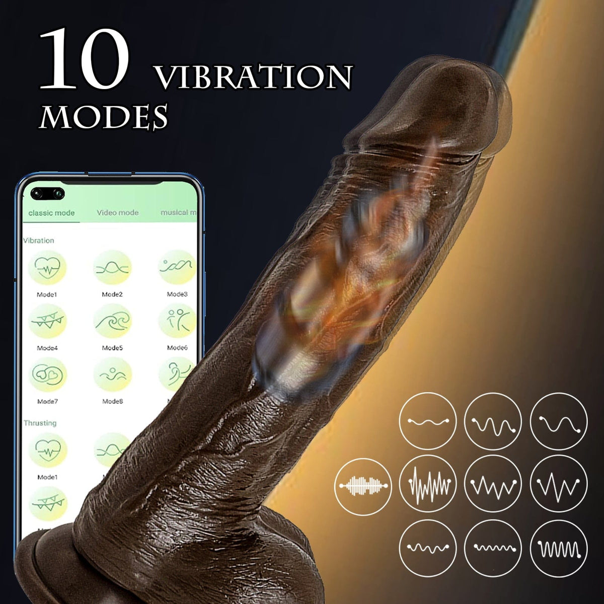 6.6 in Vibrating Thrusting Swing Thick Long Lifelike Dildo With Remote Control