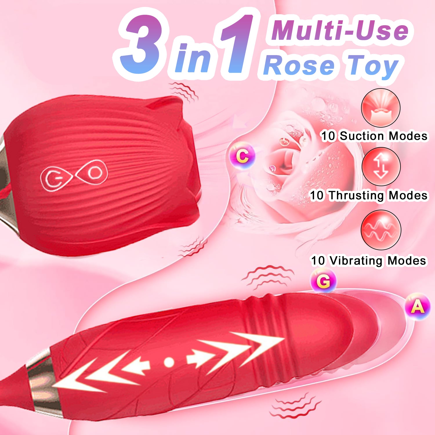 RoséTrio 3-in-1 Rose Massager with Suction & Internal Motion