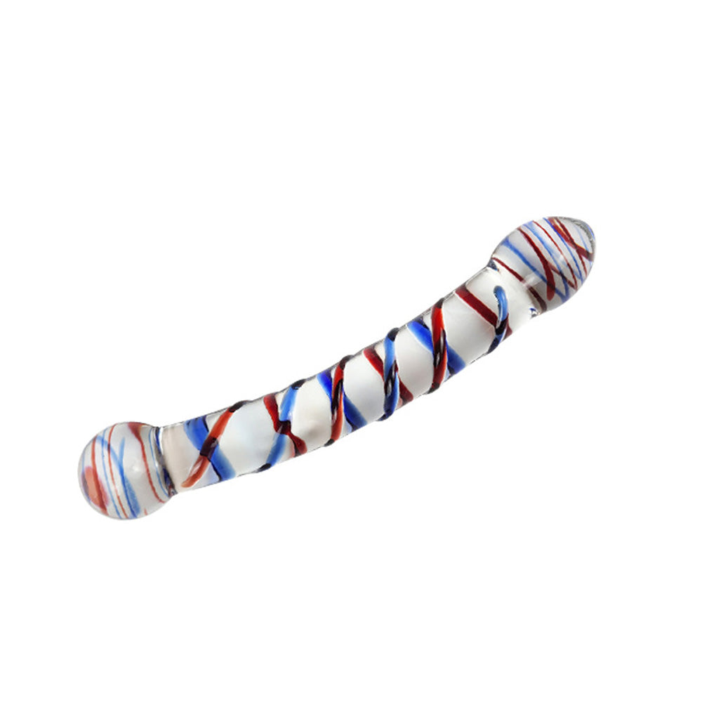 Crystal Glass Dildo Red And Blue Texture Anal Plug – product view 5