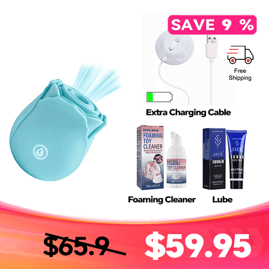 LunaGlow Luminous Rose Suction Massager in Blue