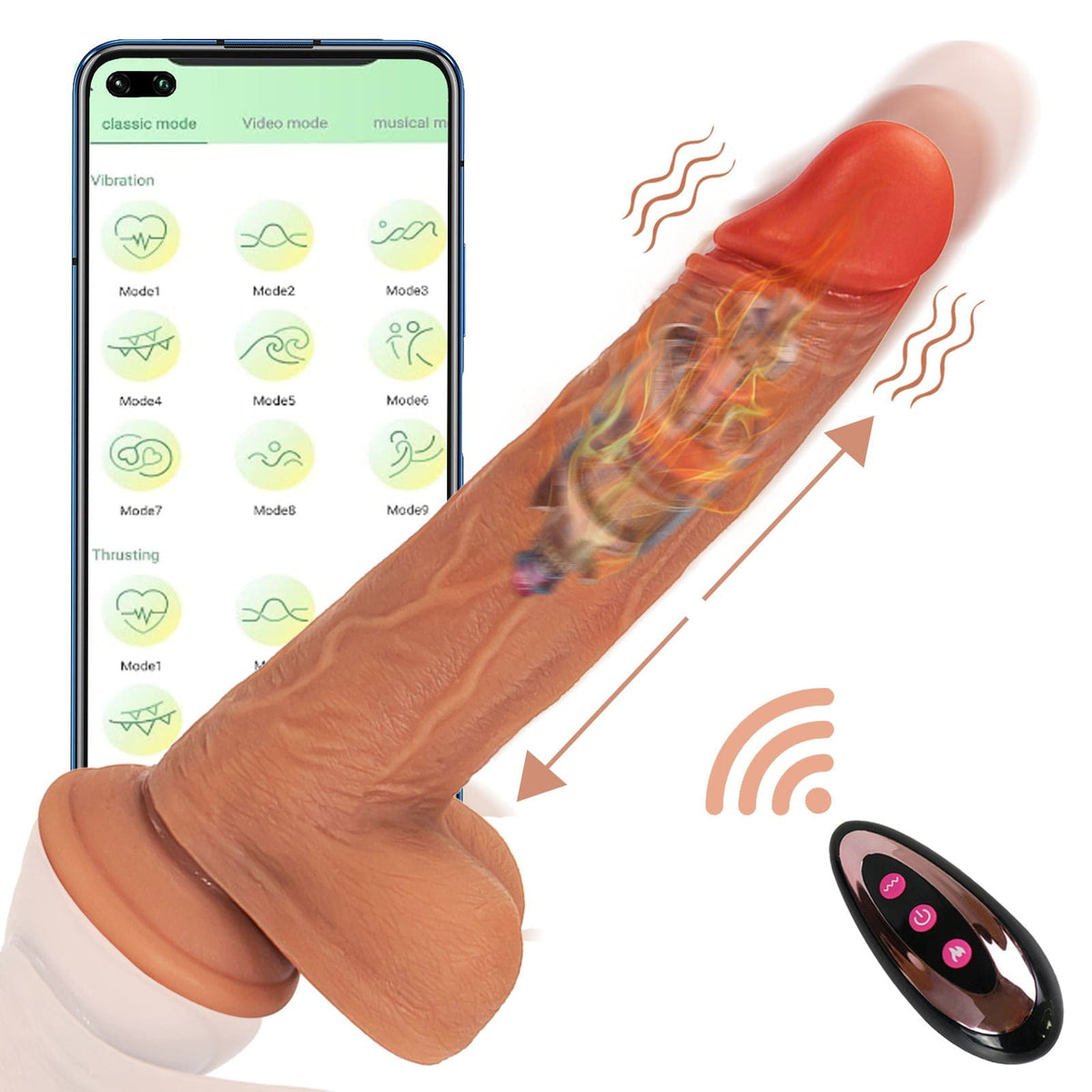 6.6 in Vibrating Thrusting Swing Thick Long Lifelike Dildo With Remote Control
