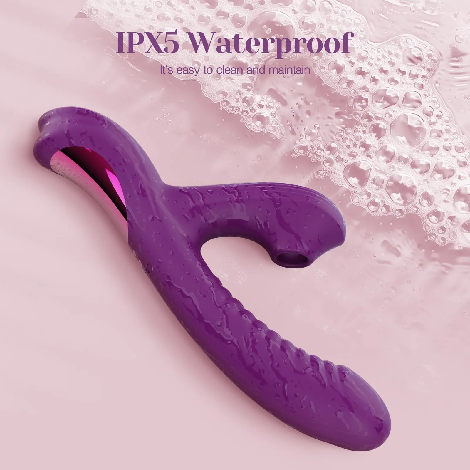 IPX5 waterproof rabbit massager, easy to clean