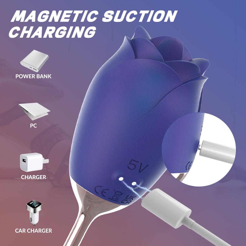Silicone Rose Vibrator With Tongue Licking for Women