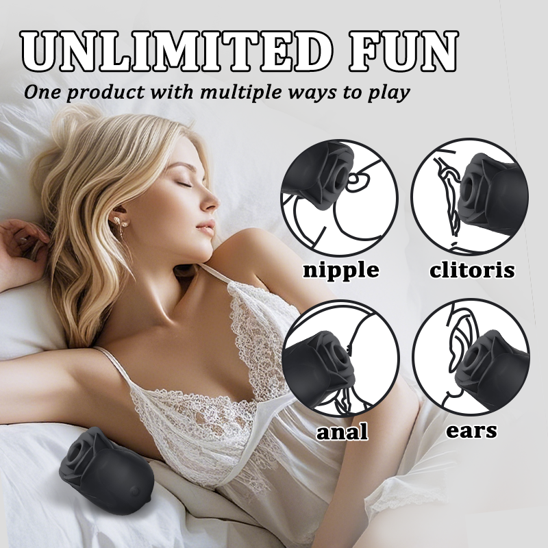 Self-Care Set for Black Rose 2-in-1 Suction & Tongue-Style Massager Set