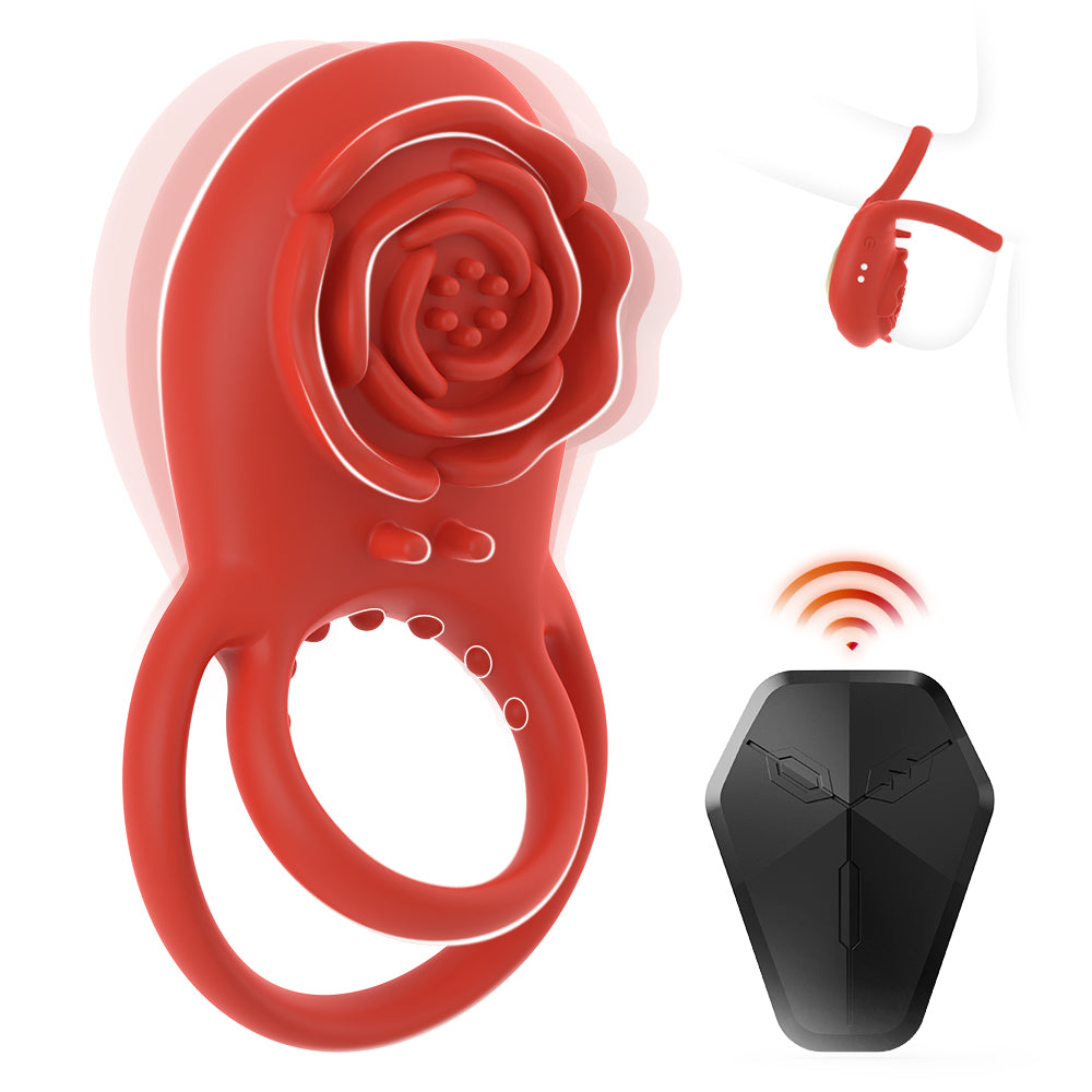 Rose Clit Massager & Vibe Ring Pleasure Toy For Couples