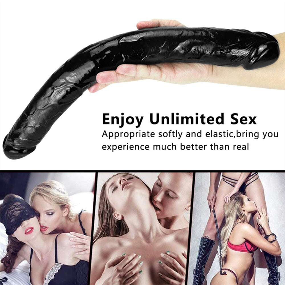 18 Inch Black Lesbian Double Ended PVC Dildo – product view 2