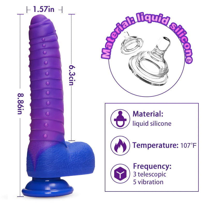 3 Thrusting 5 Vibrating Dildo Heated Colour-Changing Dildo – product view 6