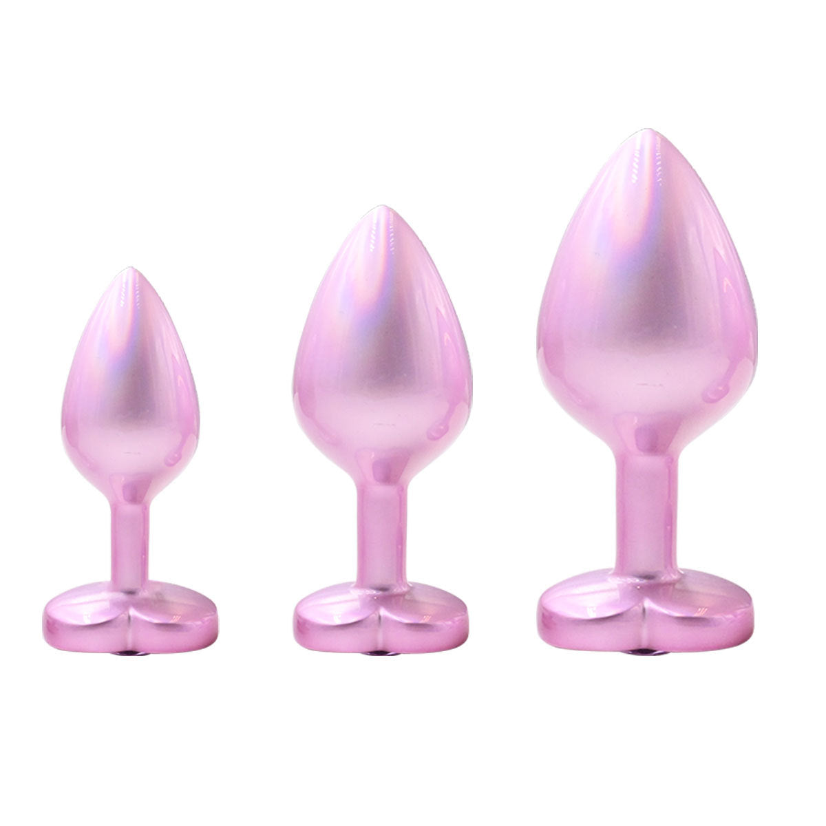 Arcadia 3 Pcs Pink Jeweled Rear Trainer Kit Butt Plug - vibrating butt plug featuring waterproof, beginner friendly, heating