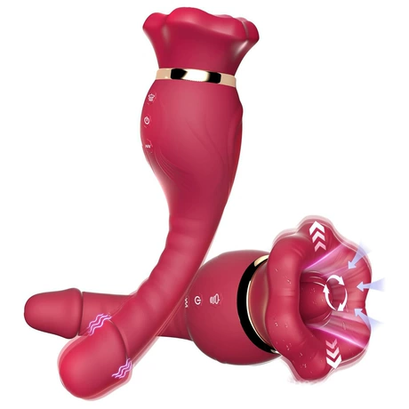 VenusMaw Rotating Tongue Suction Massager Soft Dual-Head - rabbit vibrator with suction featuring quiet, body-safe silicone,