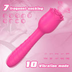 D3621 Scarlet 3-in-1 Telescopic Sucking And Shocking Handle Rose Vibrator