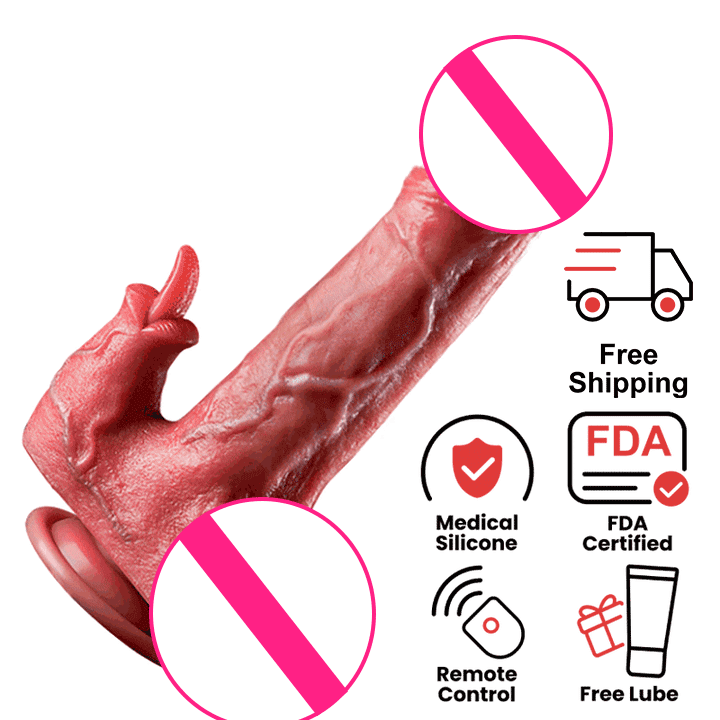 Impulso - 8.7 Inch Thrusting Realistic Massager - rabbit vibrator featuring quiet, body-safe silicone, beginner friendly