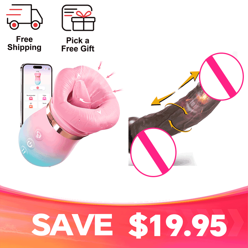 All-Over Arousal Duo - Realistic Tongue-Feel Massager - tongue vibrator featuring app controlled, remote control, waterproof