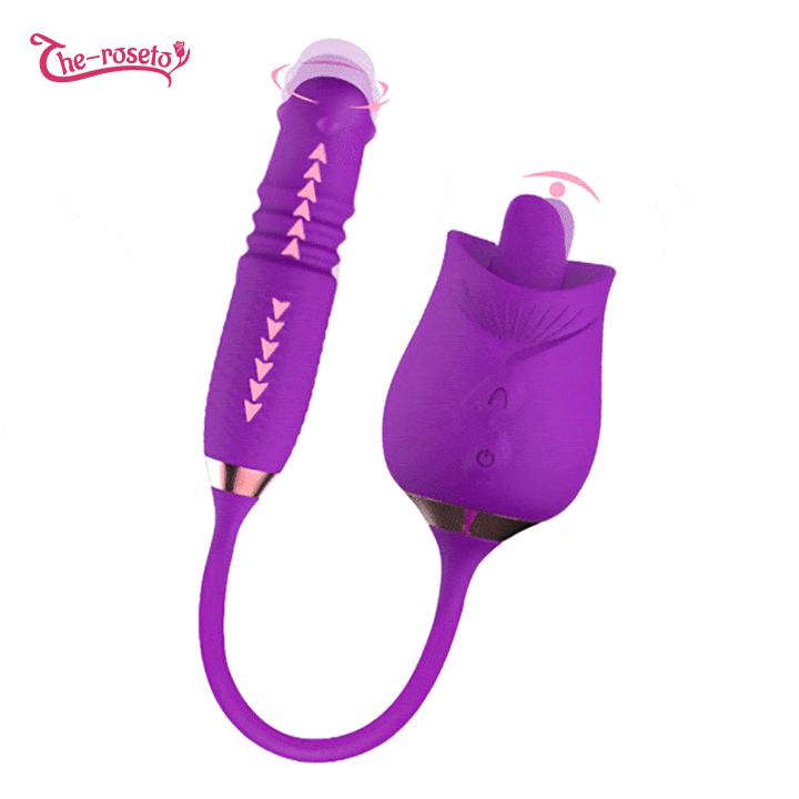 Purple Rose Toy Rotating Pearls Telescopic Tongue-licking Vibrator