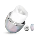 PearlShine lip suction and tongue vibrator with iridescent body and protective cap
