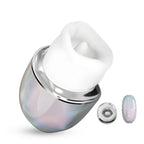 PearlShine lip suction and tongue vibrator with iridescent body and protective cap