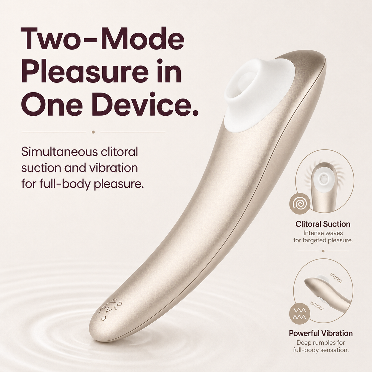 Sensa 2-in-1 device showing clitoral suction and vibration functions