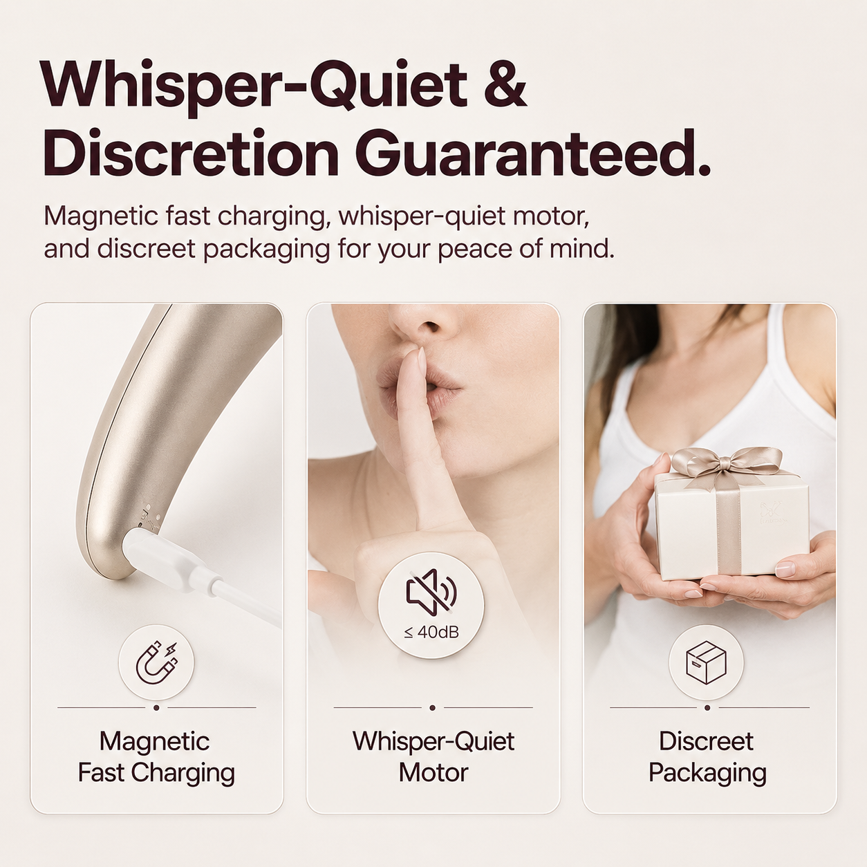 Sensa magnetic charging and low-noise motor under 40 dB