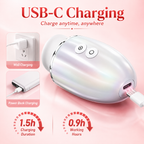 PearlShine USB-C rechargeable vibrator with 1.5-hour charging and 0.9-hour runtime
